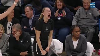 Paige Bueckers JUMPS Celebrating Teammate, Coach Warns About ACL | UConn Huskies Women's Basketball