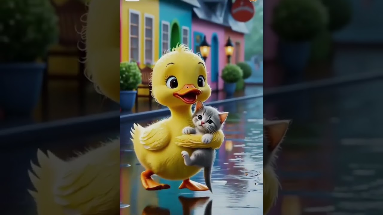 baby cat and duck 