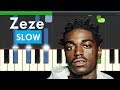 Kodak Black ZEZE ft Travis Scott & Offset Slow Easy Piano Tutorial with Chords