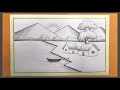 Scenery drawing tutorial  village landscape scenery art  pencil drawing