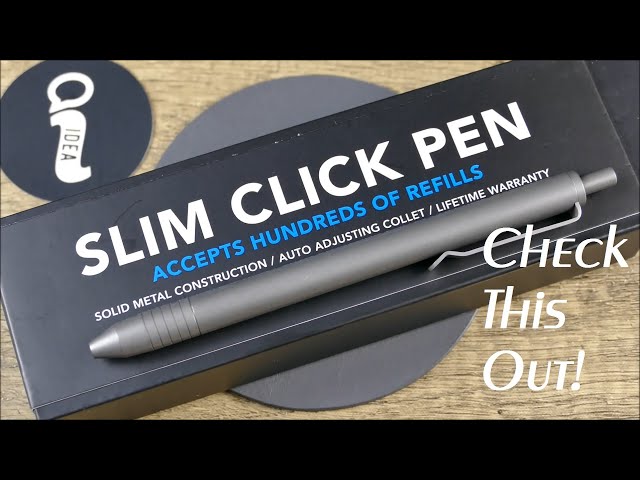 On Point EDC: Big Idea Design – Slim Click Stonewashed Titanium Pen,  Accepts Hundreds of Refills! 