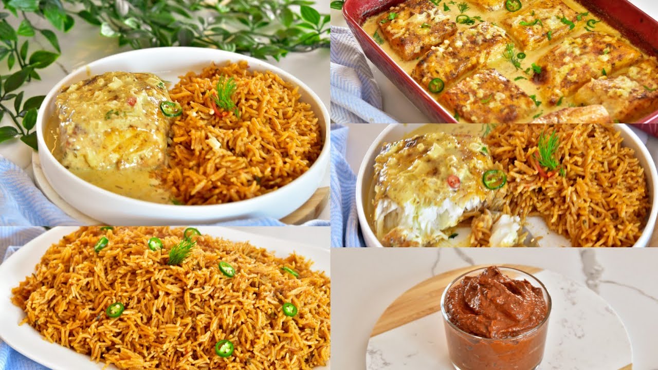 سمك فيليه مشوي بالفرن مع أرز صيادية ممكن تعملو جنب اي سمك مشويGrilled fish fillet with Sayadiyahrice