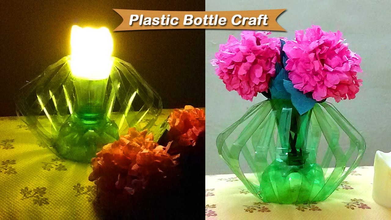 Plastic Bottle Craft Flower Pot / Candle Light Stand YouTube