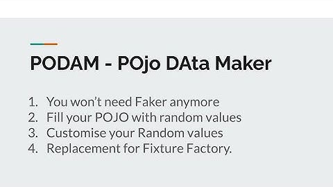 Part 13 | PODAM | POjo DAta Maker | No need of Faker Library |  Random values for POJO |