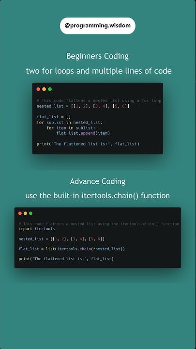 Beginner vs Advance Coding | Part 9 | Flattern nested list #advanced # ...