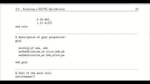 Goals in HLPSL language (Secrecy and Authentication) -- AVISPA SPAN HLPSL Tutorials