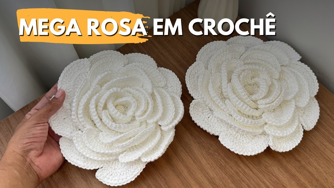 MEGA ROSA EM CROCHÊ - Flor para aplicação