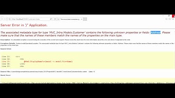 MVC - Fix Error - The associated metadata type for type  contains the following unknown properties o
