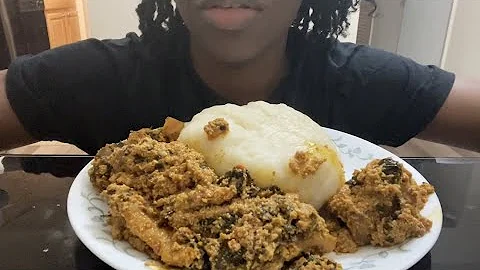 ASMR FUFU (POUNDO) & EGUSI SOUP MUKBANG (No talking) Nigerian food |Eating Sounds|