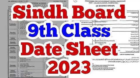 Sindh board 9th class date sheet 2023 - SSC part 1 date sheet 2023 Karachi & Hyderabad board