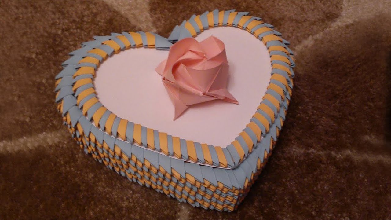 3D Origami Heart Box Tutorial - YouTube