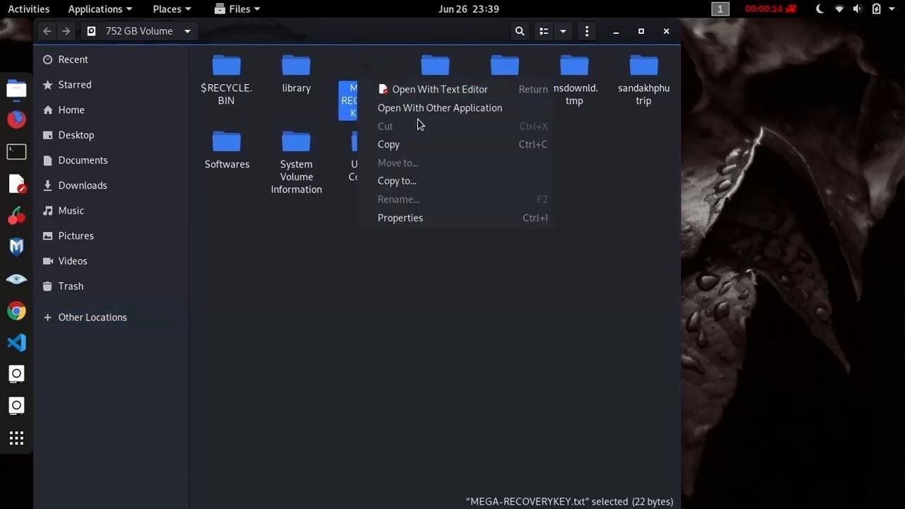 No Cut, Paste, Delete option in Linux (Dual Boot with windows)