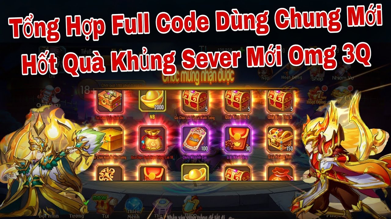 T ng h p full code omg 3q m i h t qu kh ng sever m i nh n t ng 