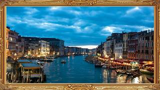Stunning Venice Blue Hour 4K   TV Frame Art  Relaxing Nighttime Ambient Background for Living Room