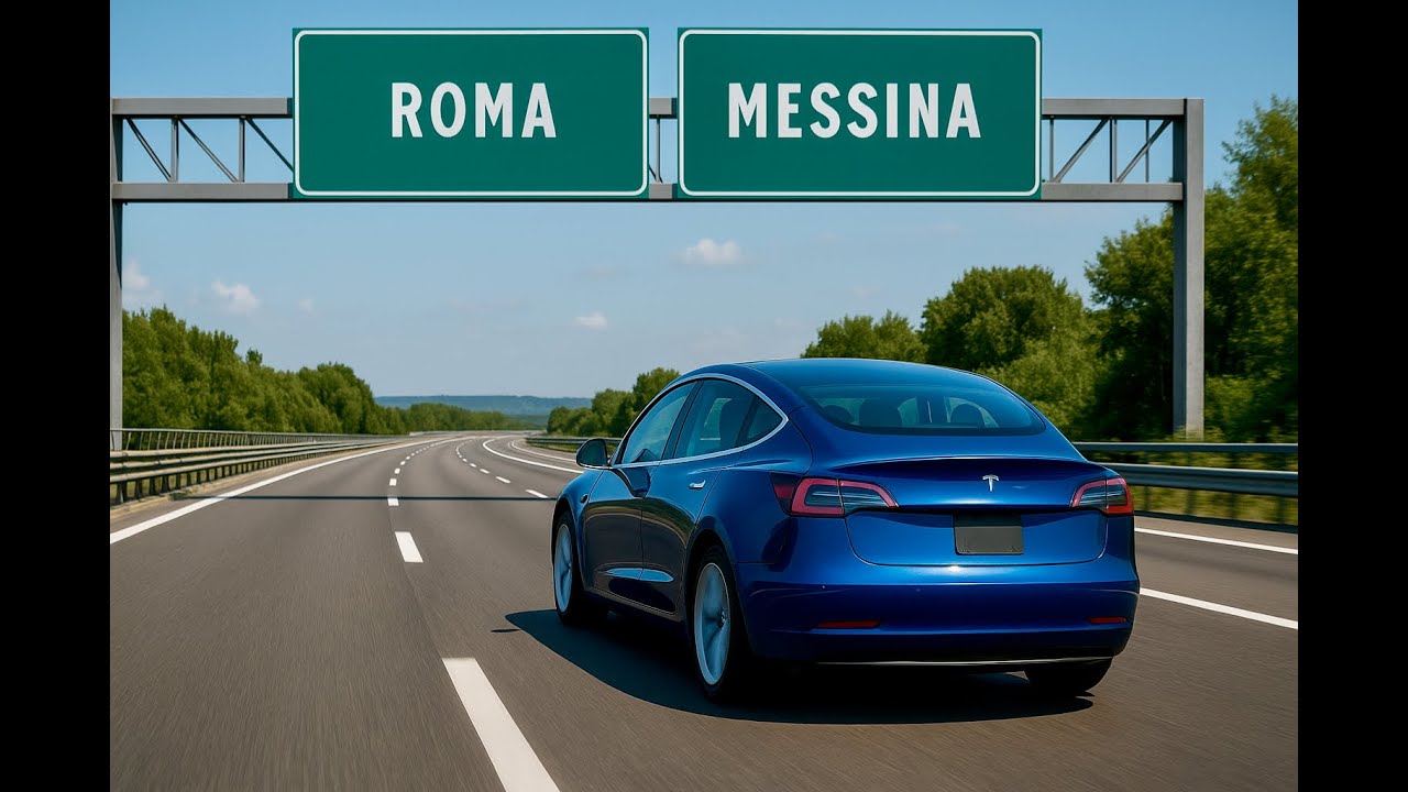 Vacanza in Tesla Model 3 LR 2021: Roma–Messina tra ricariche, comfort e Ponte sullo Stretto 🇮🇹