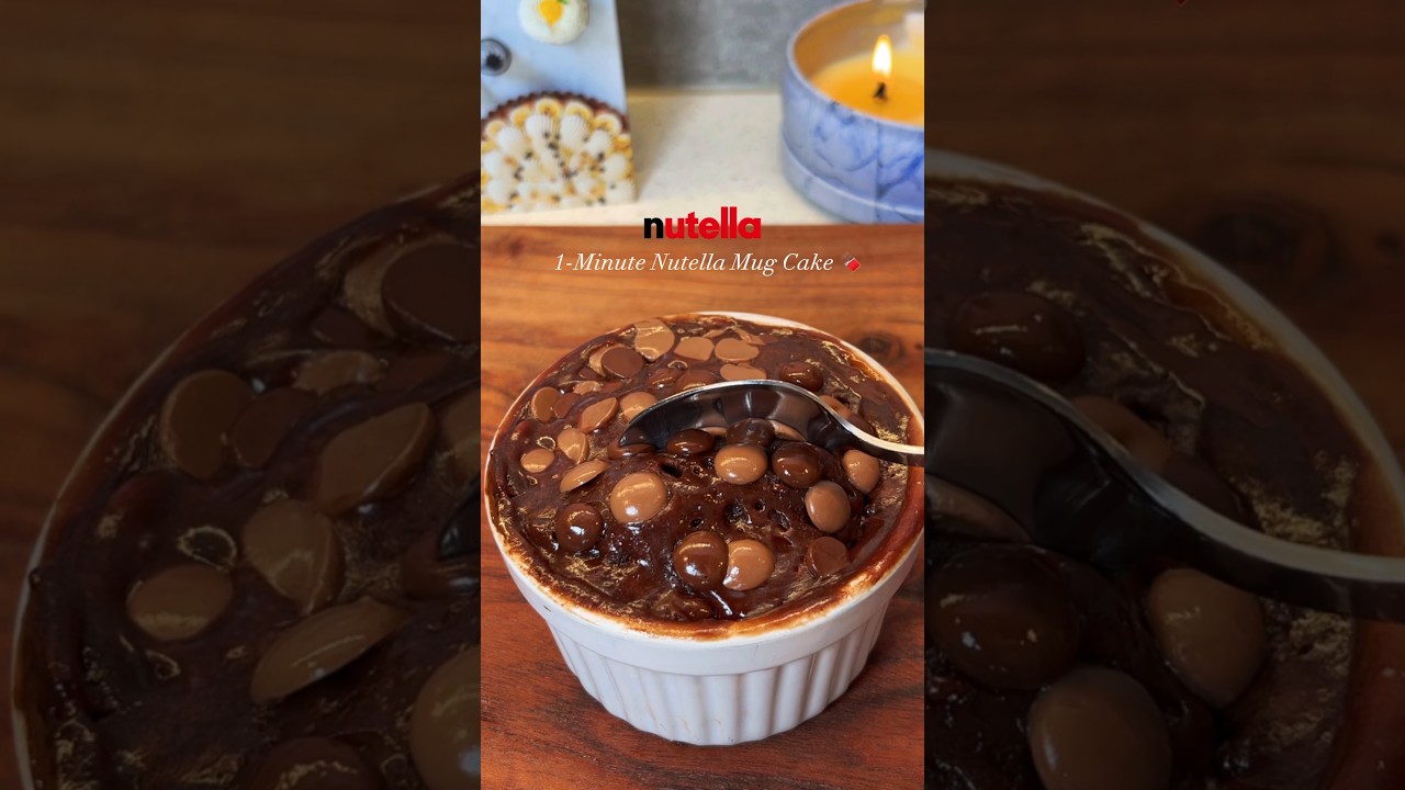 1-minute nutella mug cake! Naked in Microwave!! 😍🍫 #easyrecipe #shorts