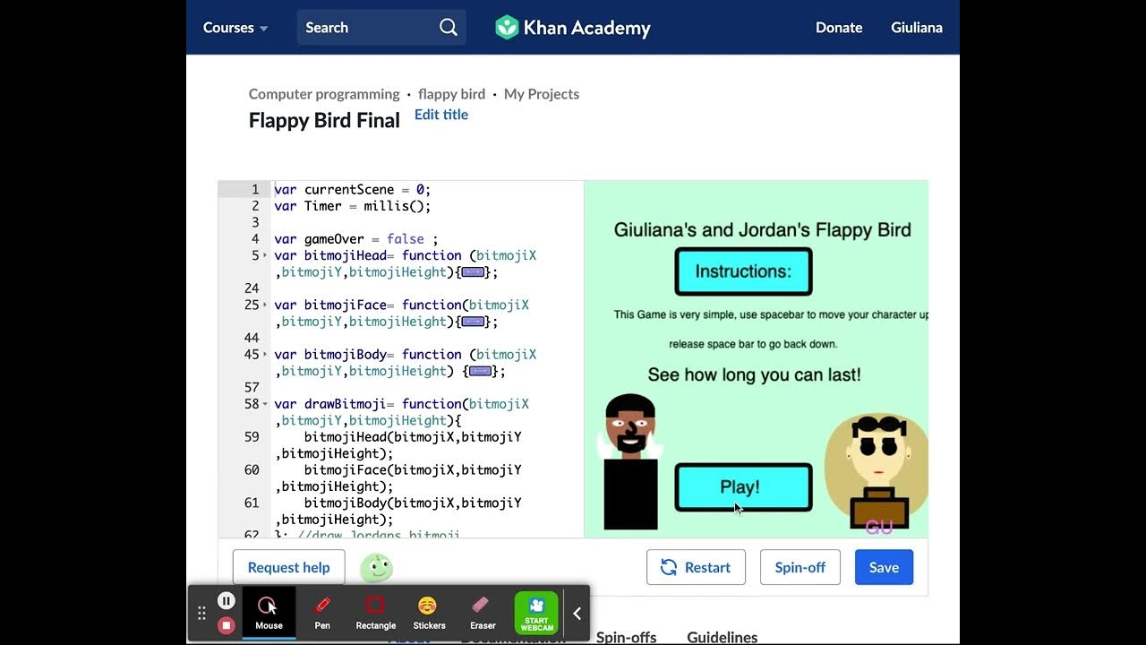 Flappy Bird Final | Computer programming | Khan Academy - YouTube