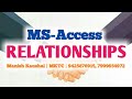 Relationships in MS-Access | Join Type | Referential Integrity | Hindi tutorials-By Manish Kaushal