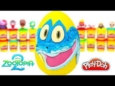 Giant Surprise Egg of Gary De'Snake from Zootopia 2 in Latin American Spanish made of Play-Doh