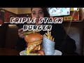 Insane Food: My Triple Stack Burger Tower with Mozzarella Stick, Onion Rings and French Fries On Top