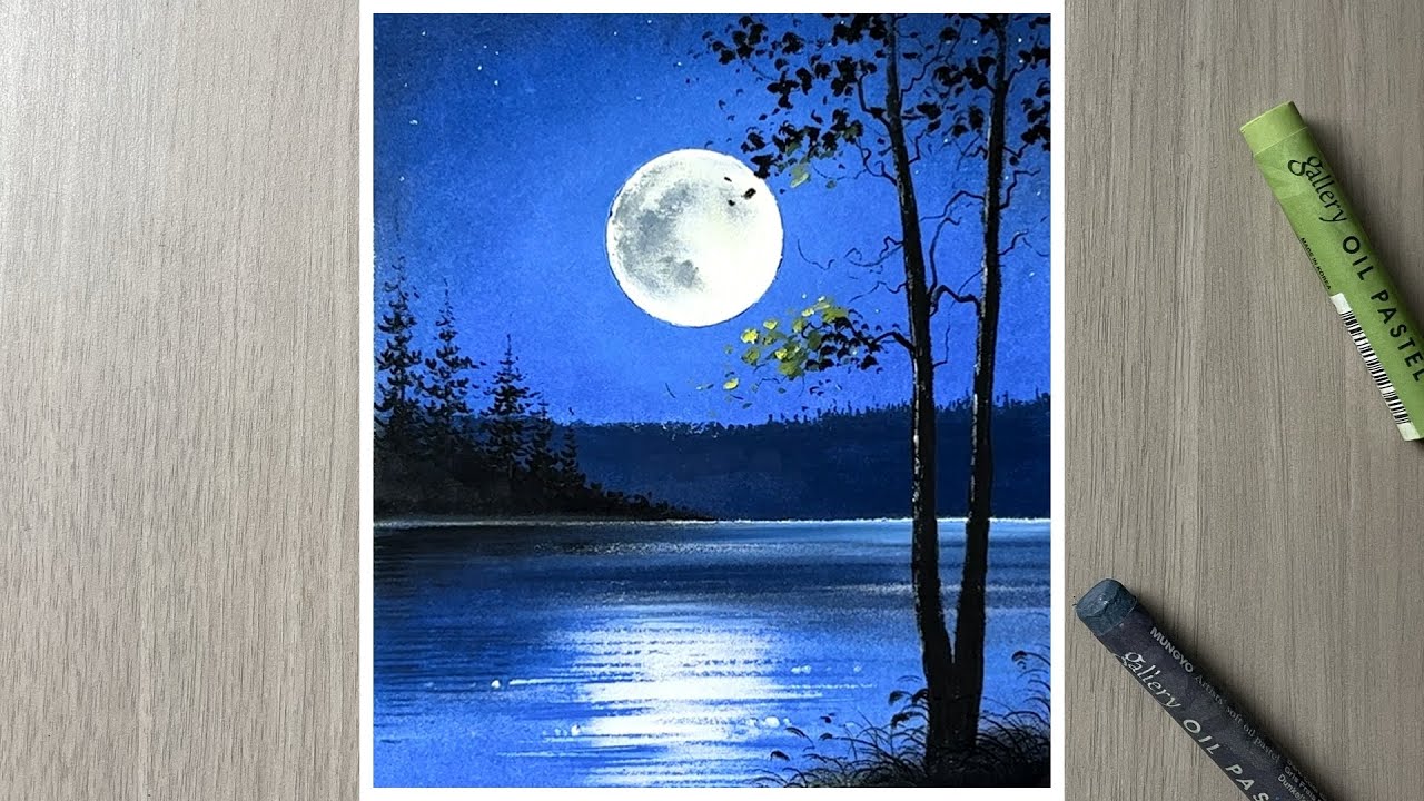 Moonlight - oil pastel painting