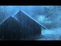 Goodbye insomnia immediately with heavy rain  thunderstorm sounds on a tin roof in forest at night