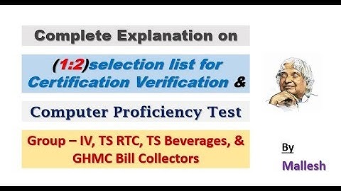 Explanation on (1:2) Computer Proficiency Test of Group-IV, TSRTC, Beverages, GHMC Bill Collectors.