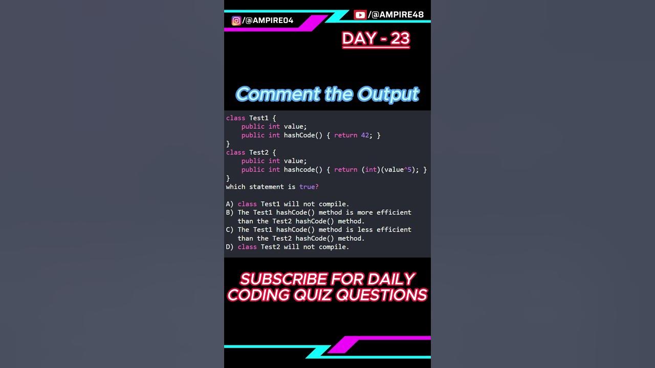 DAY - 23 Tell me the output of this code | Java Quiz Question | Daily ...