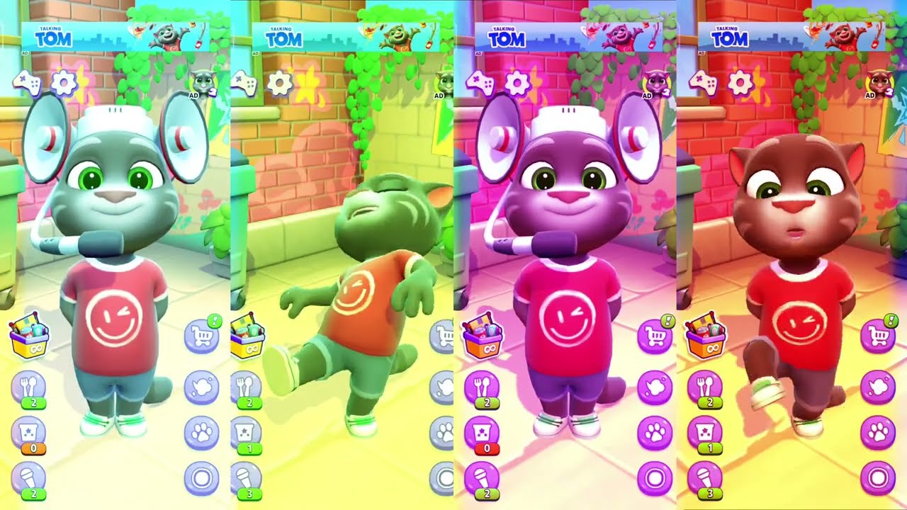 Talking Tom Cat Fun Color Effect || My Talking Tom Ginger Entertainment Billi Mousi Ka Funny Video 