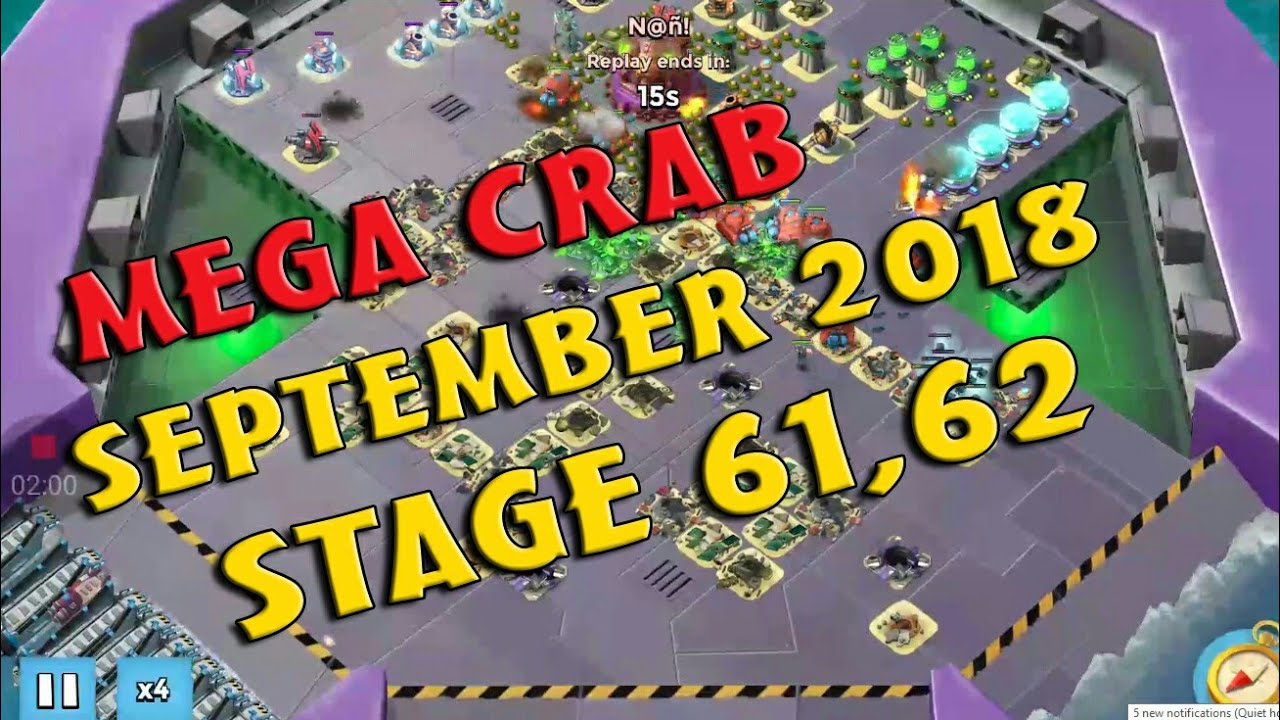 BOOM BEACH, MEGA CRAB, SEPTEMBER 2018, STAGE 61, STAGE 62