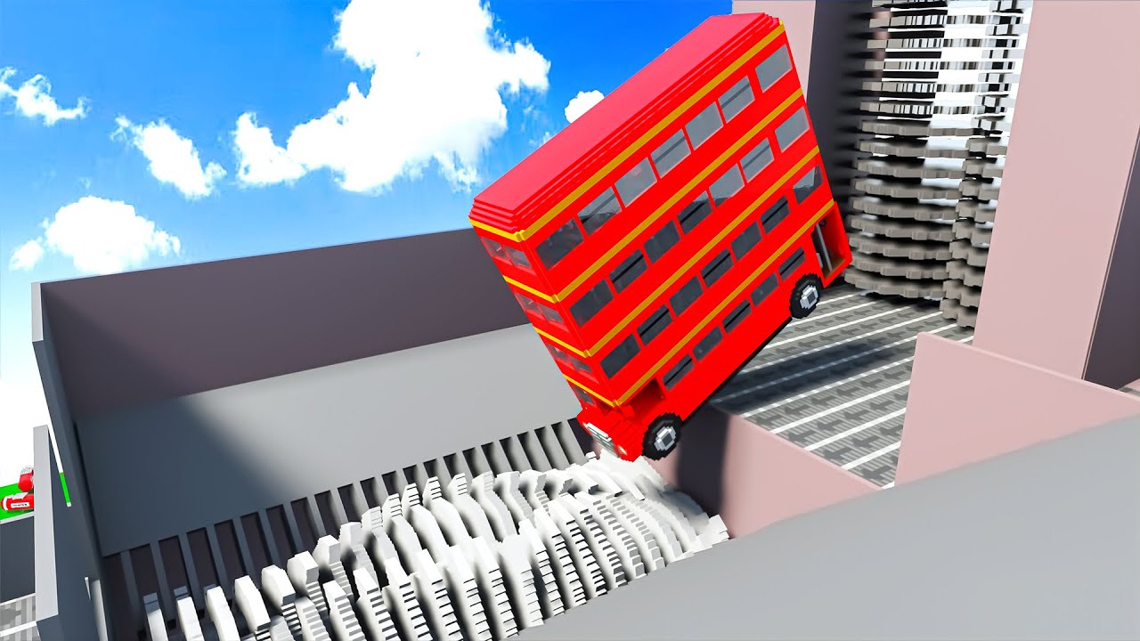 Cars Vs Vertical and Horizontal  Giant Shredder Crossing - Teardown