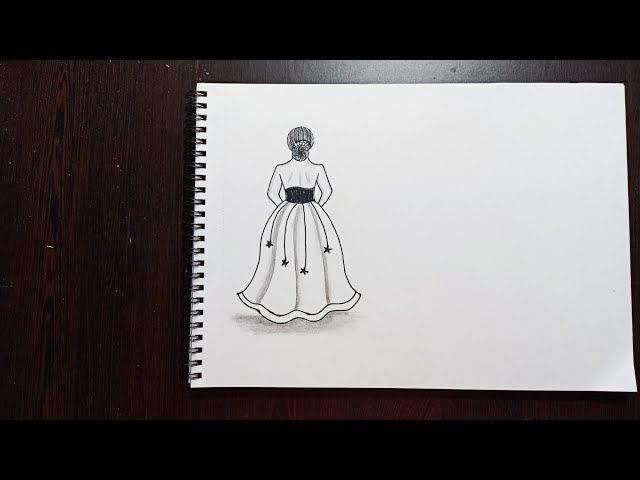 Simple Dress Drawing Easy Step By Step|Fashion illustration drawing|Fashion design illustration|