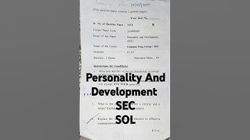 Personality and development | SEC | SEM 2 4 | SOL | NCWEB | REGULAR| DU | NEP | 2023-24