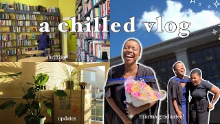a chill vlog 🎓 thimna graduates! thrifting, hauls, work, etc