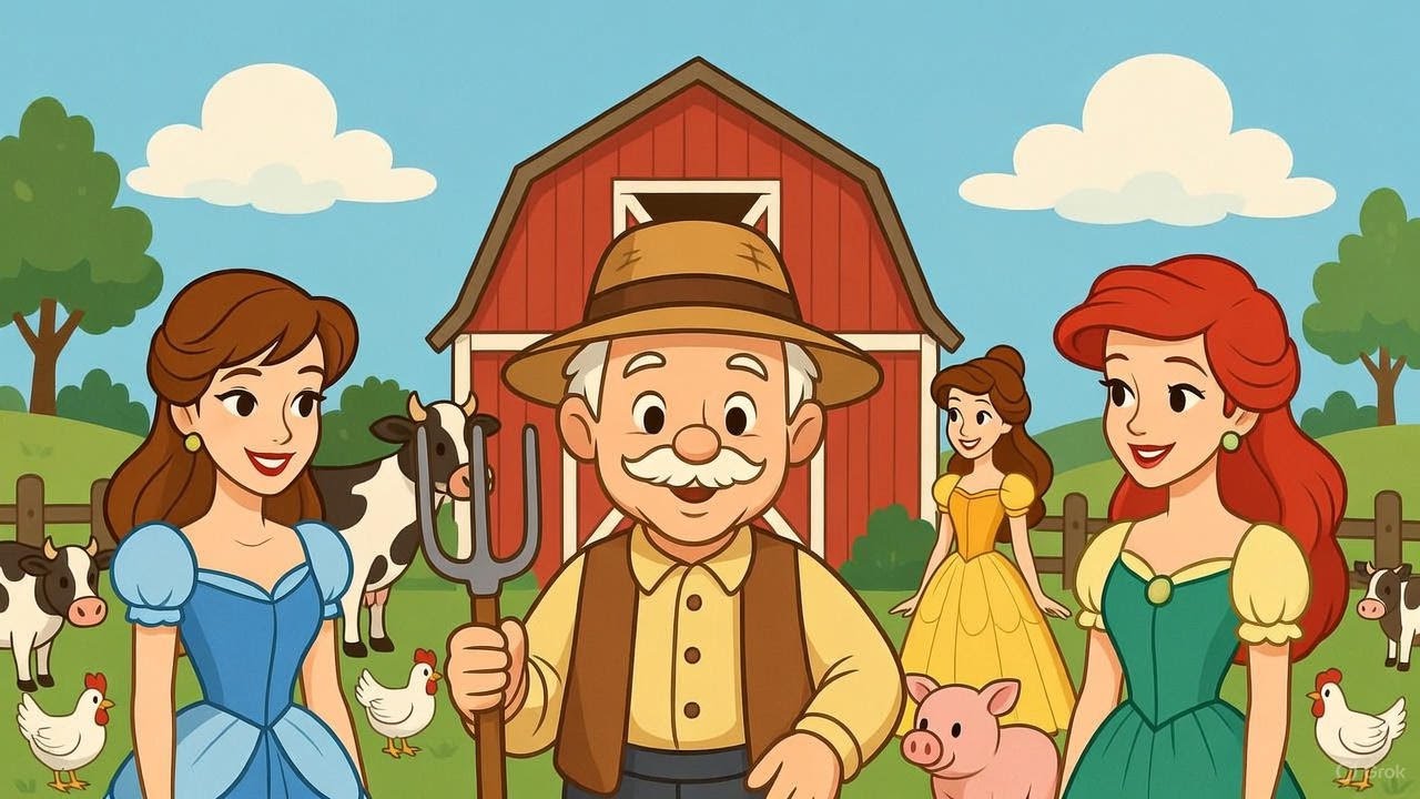 Old MacDonald Had a Magical Kingdom 👑✨ |Cinderella, Ariel & Belle Farm Song |Princess Nursery Rhyme