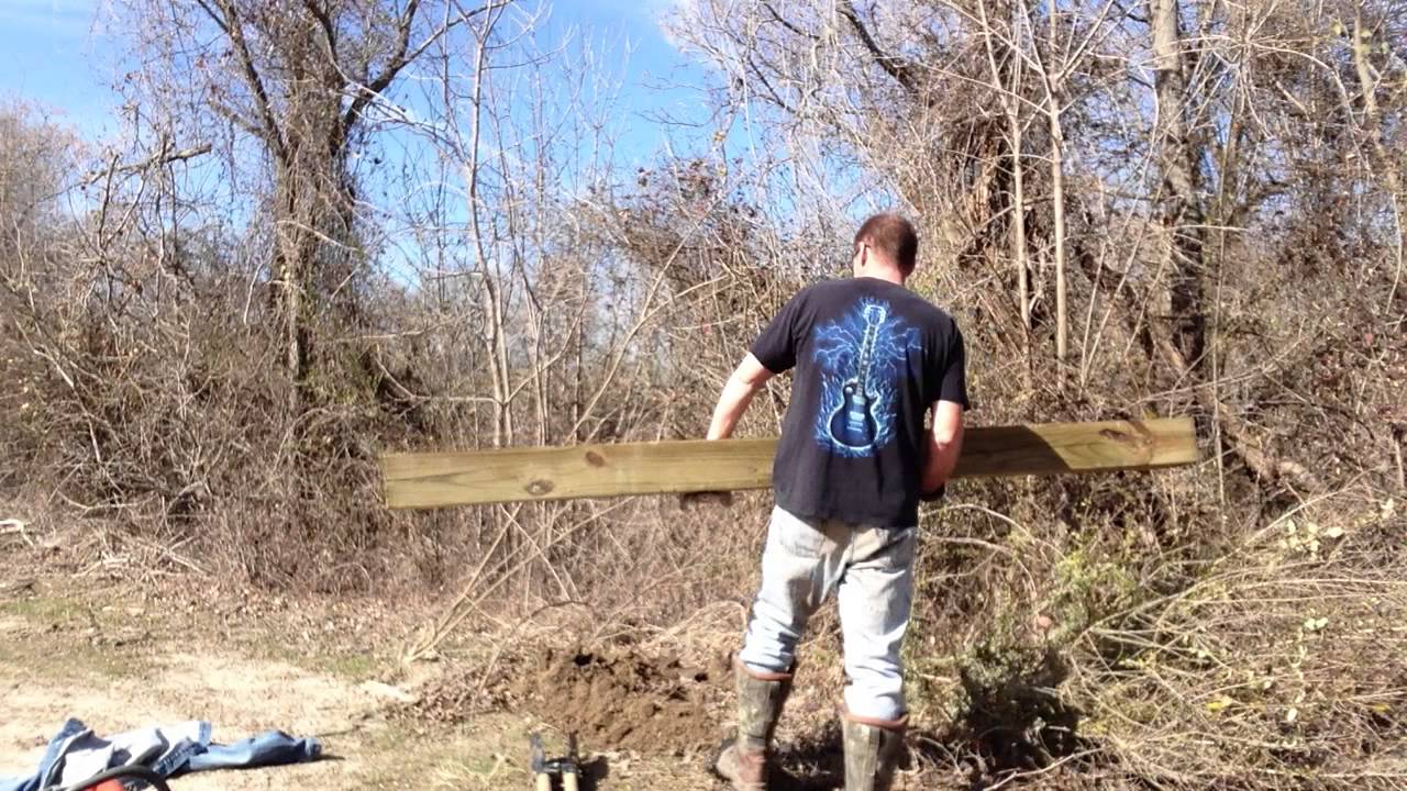 Digging a hole for a fencepost for barbed wire fence YouTube