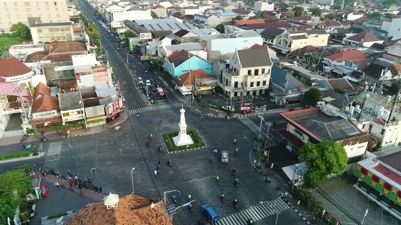 VIEW DRONE TUGU PAL PUTIH JOGJA | TUGU JOGJA | TUGU ICONIC | MONUMEN TUGU JOGJAKARTA