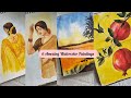 6 Amezing Watercolor Paintings For Beginners😱||Easy Watercolor Paintings Step By Step 🌅 #drawing