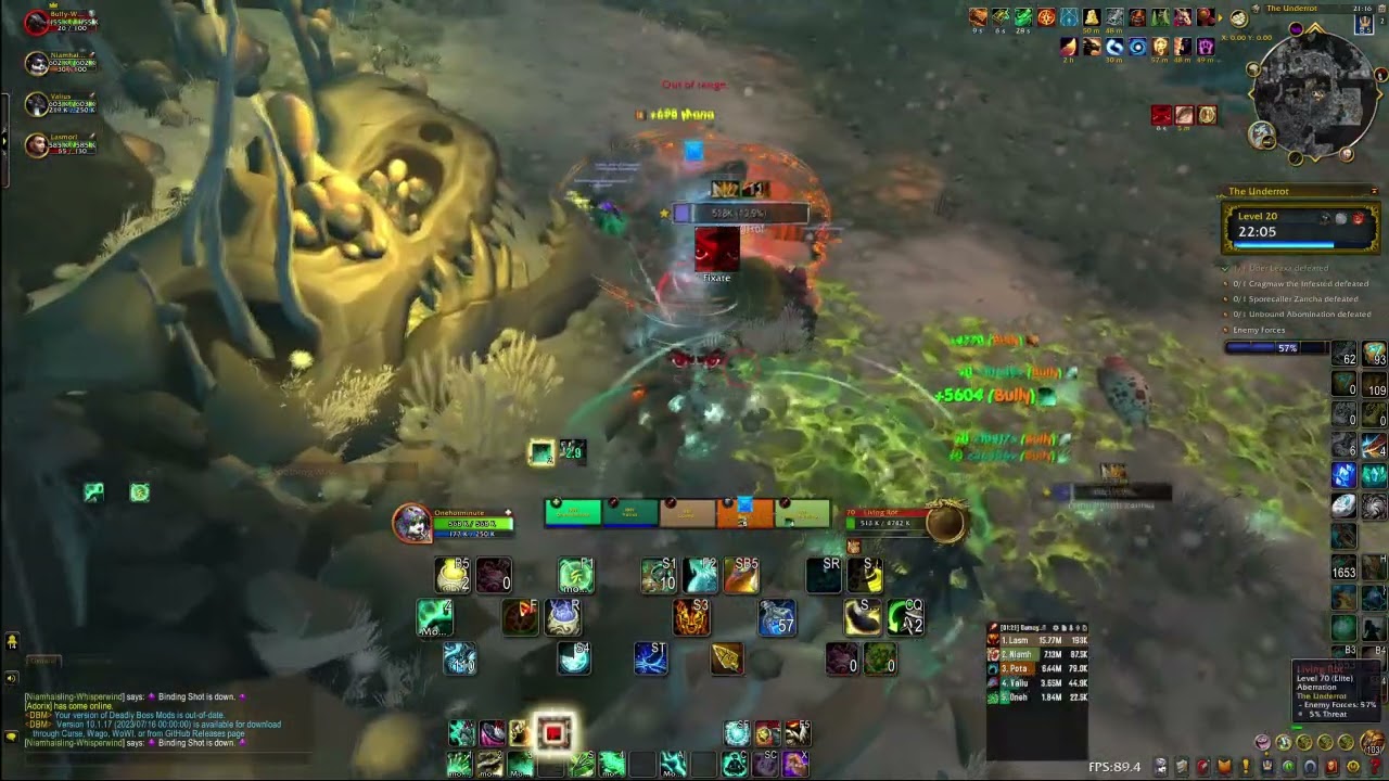 Mythic Plus 20 Underrot Tyrannical Mistweaver Monk POV