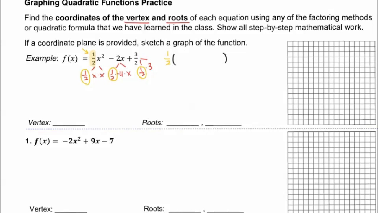 Graphing Quadratic Functions Practice Video - YouTube