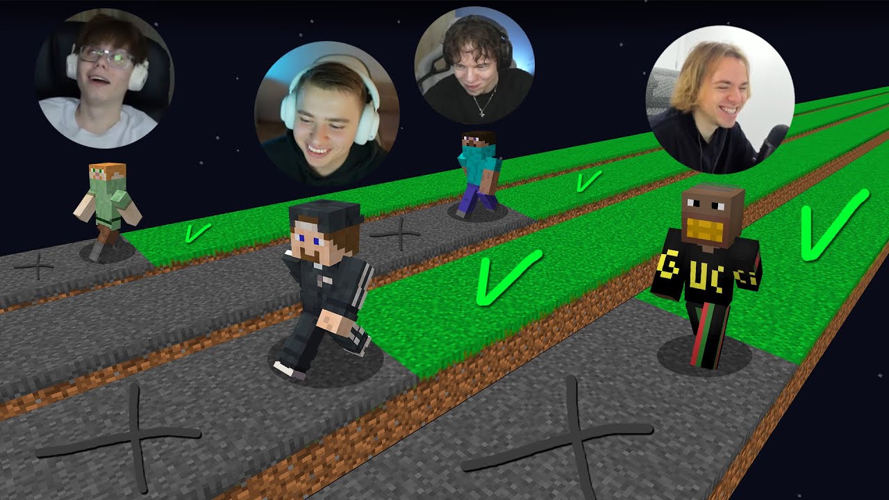 4 придурка бегут 100.000 блоков в Майнкрафт!