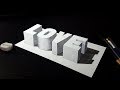 How to Draw 3D "Love" Word - Easy Pencil Drawing