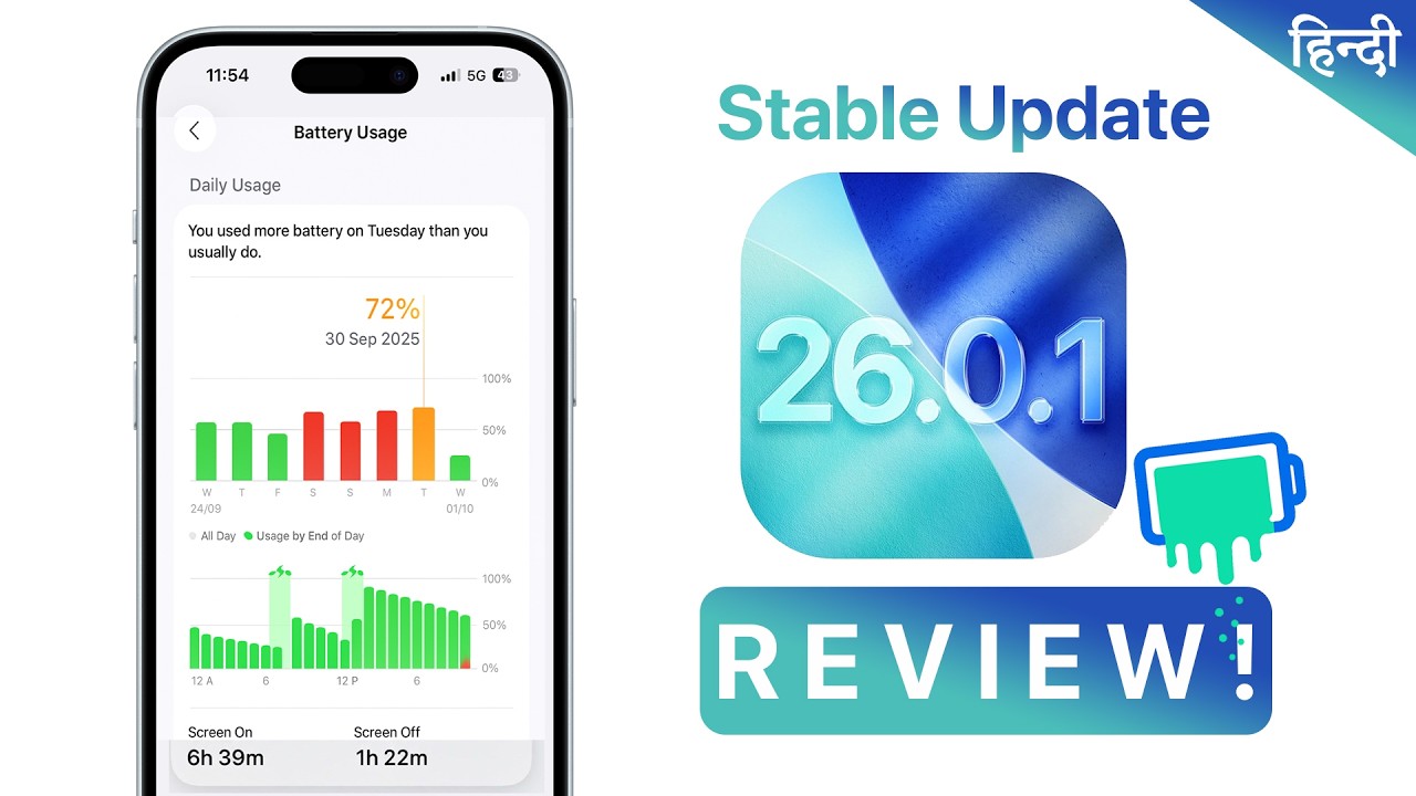 iOS 26.0.1 Review Hindi | After 2 Days | Battery Life | Performance ...