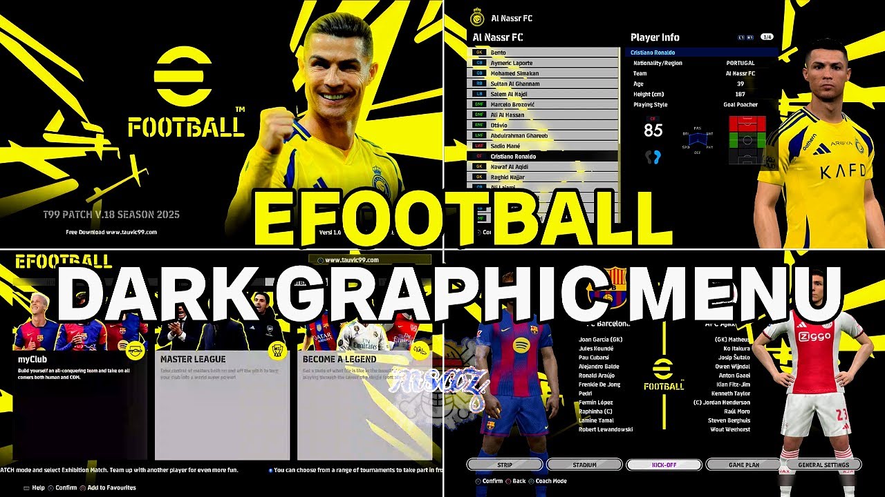 PES 2017 | EFOOTBALL DARK GRAPHIC MENU - YouTube