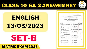 10TH SA2 ENGLISH ANSWER KEY SET-B 2023 || TODAY