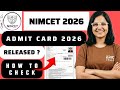 nimcet admit card 2026 | nits mca common entrance test admit card 2026