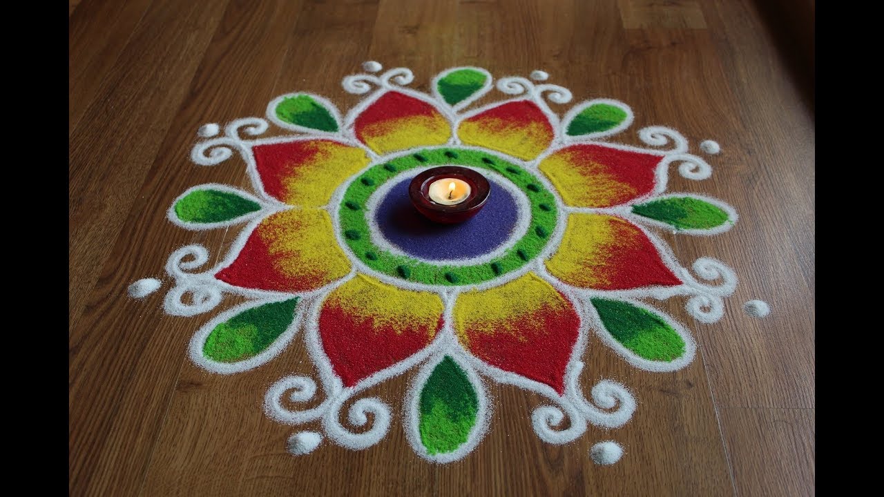 flower rangoli designs with colours by Shital Daga, freehand ...