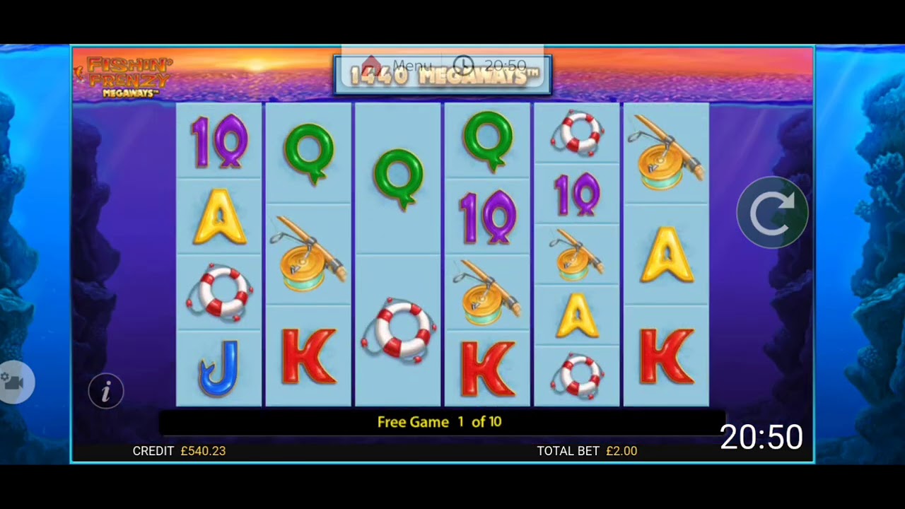 5 Scatter Bonus on Fishin Frenzy Megaways. £2 stake. Sky Vegas online slots UK.