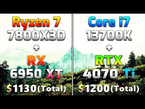 Ryzen 7 7800X3D + RX 6950 XT 16GB vs Core i7 13700K + RTX 4070 Ti 12GB | PC Gaming Tested