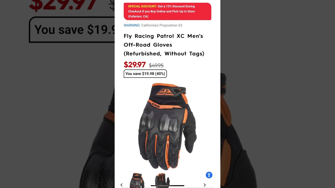 Motorhelmets Store Sale Fly Racing Patrol XC Men's Off-Road Motorcycle Gloves 